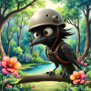Späher-Rabe mit Waldhelm