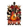 Rock Skull Roses Guitar Burst