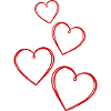 Vier Herzen Rot Kontur Symbol