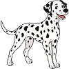 Cheerful cartoon image of a dalmatian.