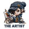 Chibi Künstler am Malpinsel