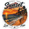 Sunset Liberty Coast and Waves