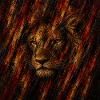Abstract Lion in Flamboyant Strokes