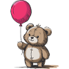Niedlicher Teddybär mit rosa Ballon
