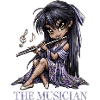 Chibi musician with flute in kimono