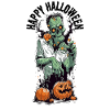 Happy Halloween Green Zombie Monster