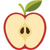 Geteilter Apfel mit Kernen