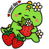 Süßer Dino mit Erdbeeren