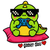 Gamer Dino mit Game Controller