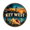 Key West Conch Republic Retro-Sonnenuntergangsemblem
