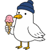 Mouette avec chapeau et glace