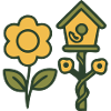 Vogelhaus Sonnenblume Gartenarbeit Gärtnerin