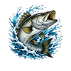 Springender Bass im Spritzwasser