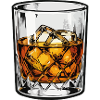 Whiskeyglas mit Eis Retro Illustration