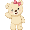 Cuddly bear with pink bow