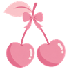 Pink cherries with bow