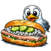 Fischbrötchen mit Möwe