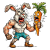 Angry rabbit and carrot