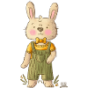 Bunny in dungarees with bow tie