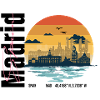 Madrid Skyline Retro Sunset