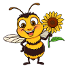 Cheerful bumblebee with sunflower