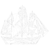 Abstract Geometric Ship Line Art