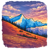 Sunset Mountains – Retro-Illustration