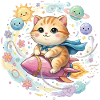 Chat de l’espace mignon sur Rocket