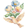 Flying Bird with Flowers