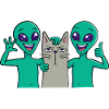 Aliens posing with cat