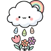 Nuage de pluie mignon et fleurs
