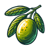 Goldene Olive auf Ast – Fruchtmotiv