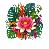 Tropische Lotusblüte auf Schwarz