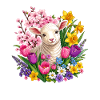Lamb in a spring blossom wreath
