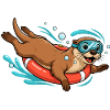 Funny otter with diving goggles