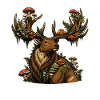 Cerfs avec forêt de champignons