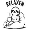 Relaxen Faultier mit Kaffee