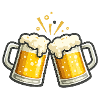 Cheers: Two beer mugs bump