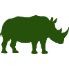 Rhinoceros silhouette in forest green