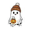 Cuddly Halloween Ghost with Pumpkin Basket
