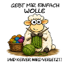 Schaf strickt Wolle – Kuschelkunst