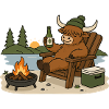 Highland cattle at the campfire
