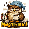 Morgenmuffel Eule mit Kaffee