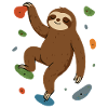 Zen sloth bouldering on the wall