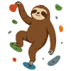 Zen sloth bouldering on the wall