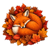 Herbstfuchs im Laubkreis
