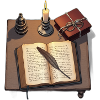 Candlelight reading at the desk