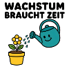 Wachstum braucht Zeit – Comic-Blume mit Gießkanne