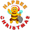Weihnachtsgruß mit Biene und Geschenktüte