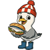Möwe und Fischbrötchen